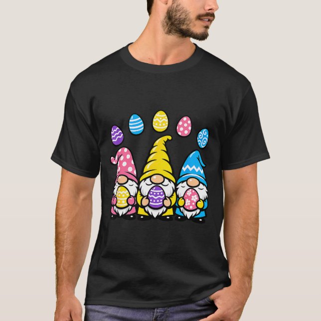 Easter gnome egg trio cute spring  T-Shirt (Vorderseite)