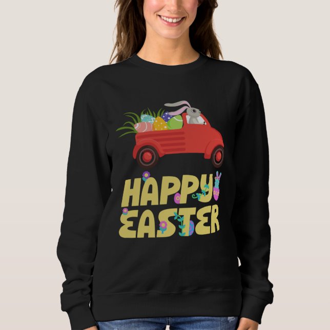 Easter Gnome Truck Farm Truck Easter Eggs Happy Ea Sweatshirt (Vorderseite)