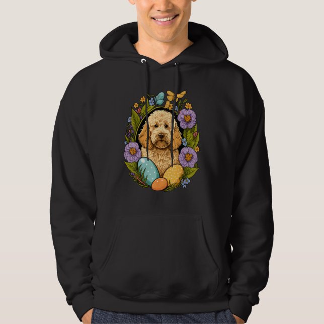 Easter Golden Doodle Bunny Eggs Dog on Easter Gold Hoodie (Vorderseite)