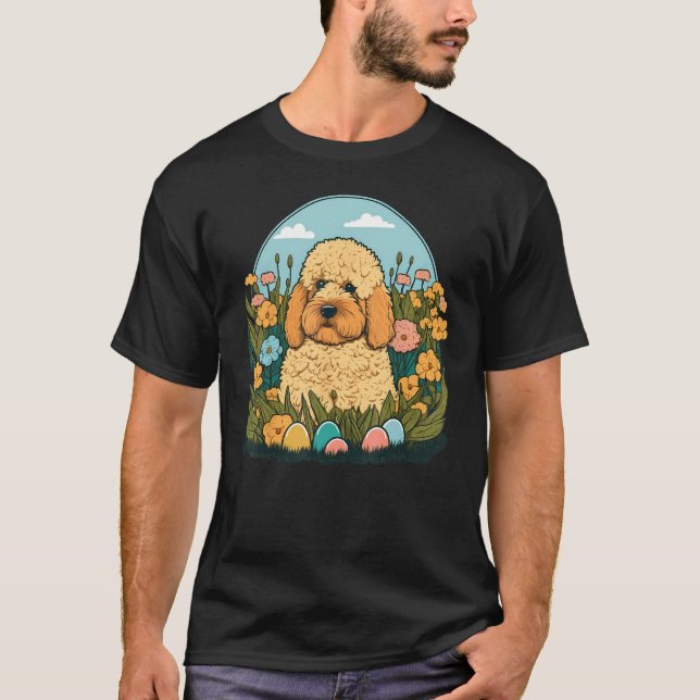Easter Goldendoodle Bunny Eggs Dog on Easter Golde T-Shirt (Vorderseite)