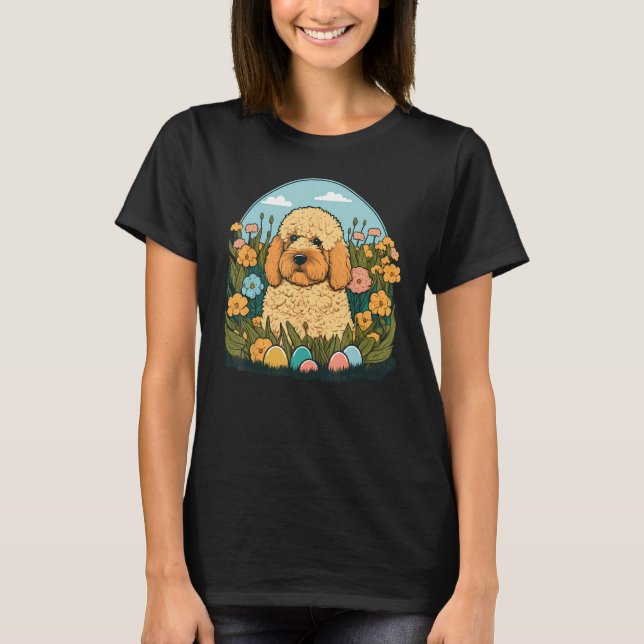 Easter Goldendoodle Bunny Eggs Dog on Easter Golde T-Shirt (Vorderseite)
