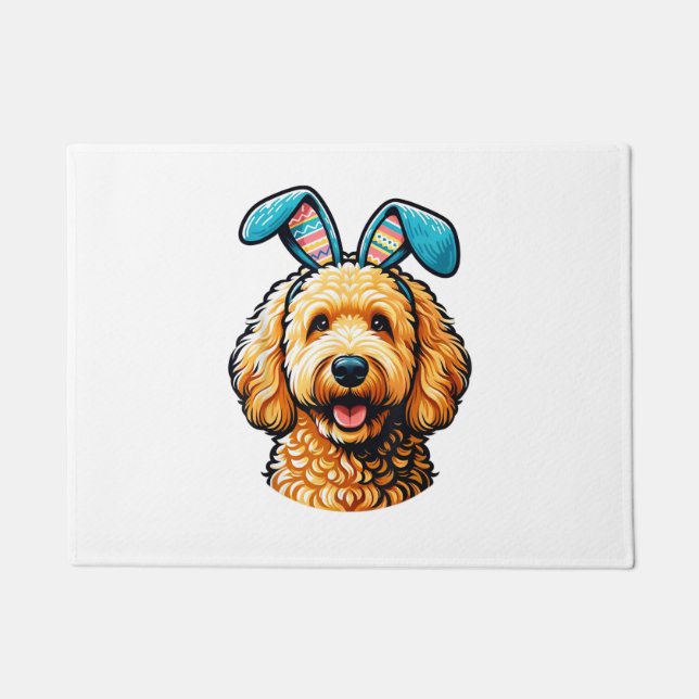 Easter Goldendoodle Dog Wearing Bunny Ears, Easter Fußmatte (Vorderseite)