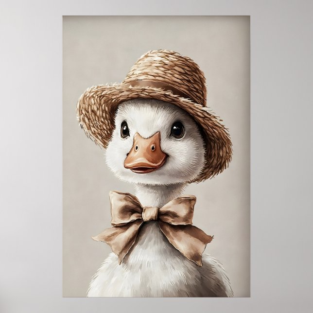 Easter Goose In A Hat With A Bow Print, Spring Poster (Vorne)