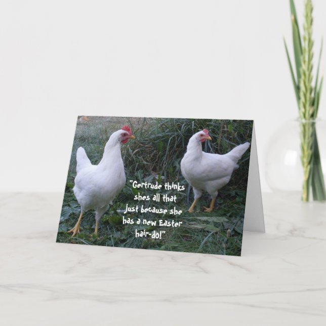EASTER GOSSIPING HENS JOKE-Karte Feiertagskarte (Vorderseite)