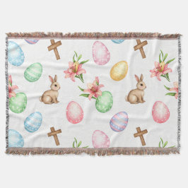 Easter Grace – Seamless Pastel Bunny & Cross Patte Decke