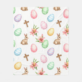 Easter Grace – Seamless Pastel Bunny & Cross Patte Fleecedecke