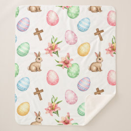 Easter Grace – Seamless Pastel Bunny & Cross Patte Sherpadecke