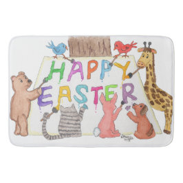 Easter Greeting Painted by Animals Badematte