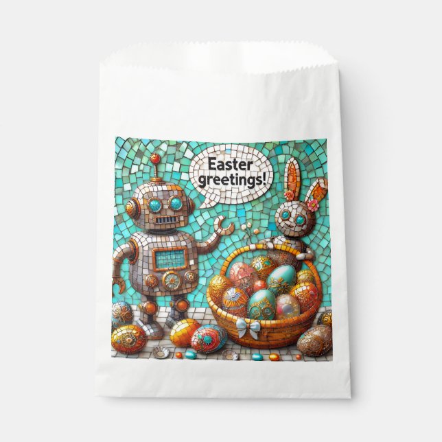 EASTER GREETINGS ~ Robot Bunny and Ostereier ~ Geschenktütchen (Vorderseite)