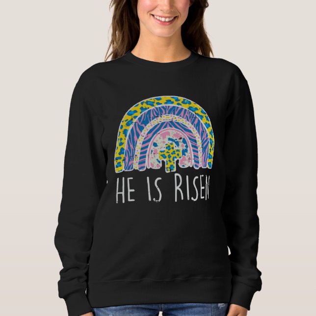 Easter He Is Risen Jesus Religious Christian Women Sweatshirt (Vorderseite)