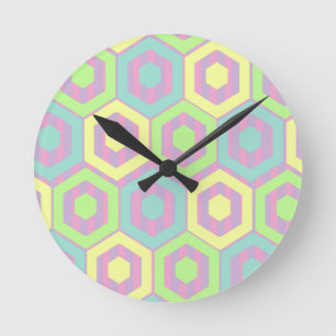 Easter Hexagons Runde Wanduhr