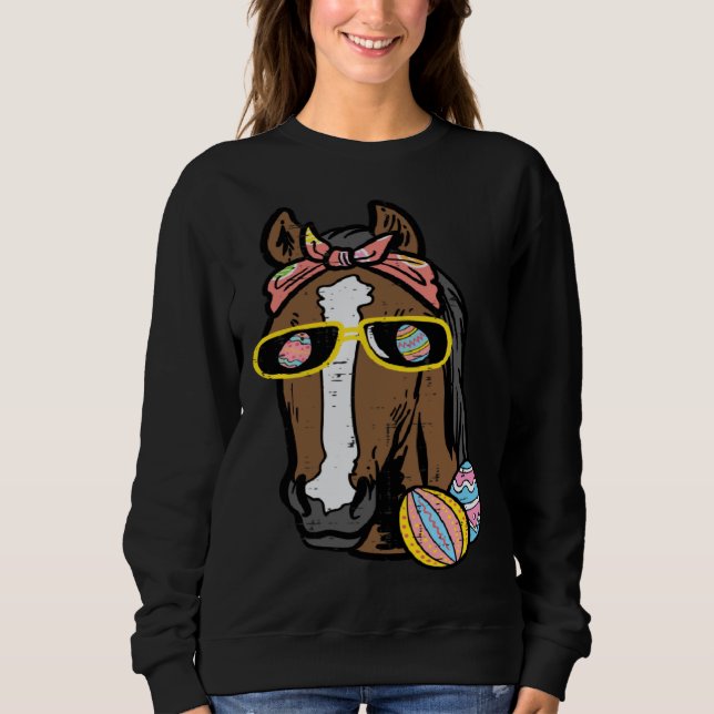Easter Horse Face Cowgirl Equestrian Women Girls K Sweatshirt (Vorderseite)