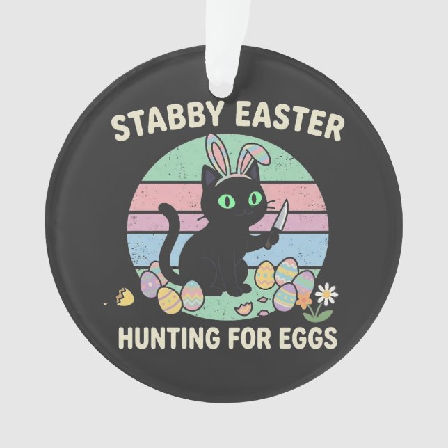 Easter Hunting For Eggs Funny Cat Ornament (Vorderseite)