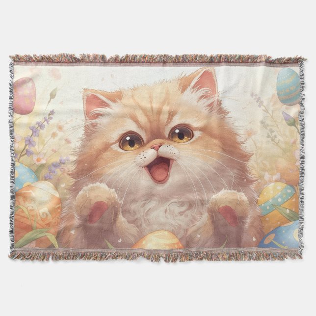 “Easter Joy Persian Kitty – Throw Blanket" Decke (Vorderseite)