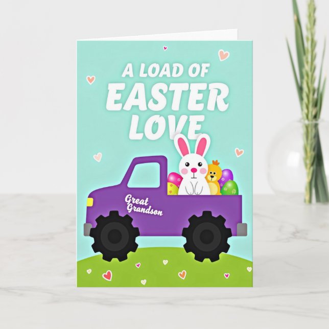 Easter Love Grandson Truck Card Karte (Vorderseite)