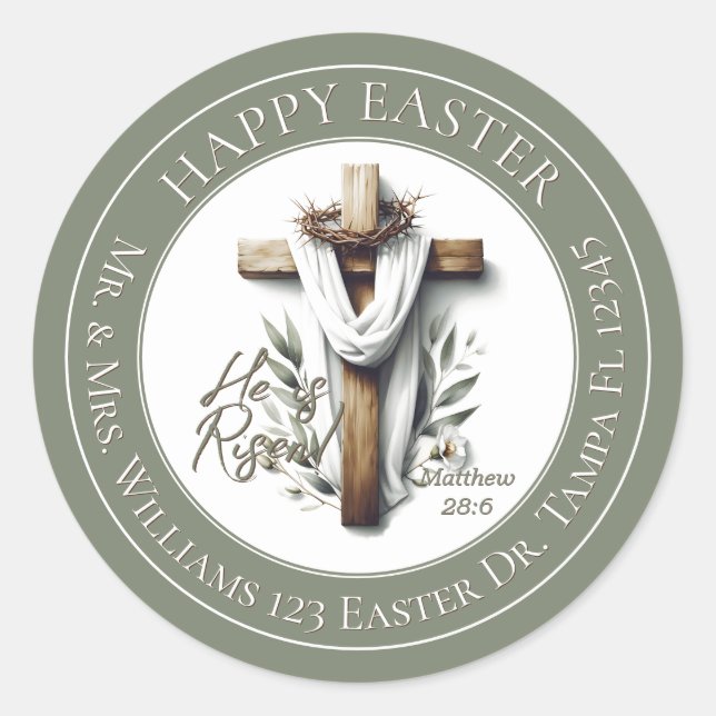 Easter Morning Cross Return Address Label Runder Aufkleber (Vorderseite)