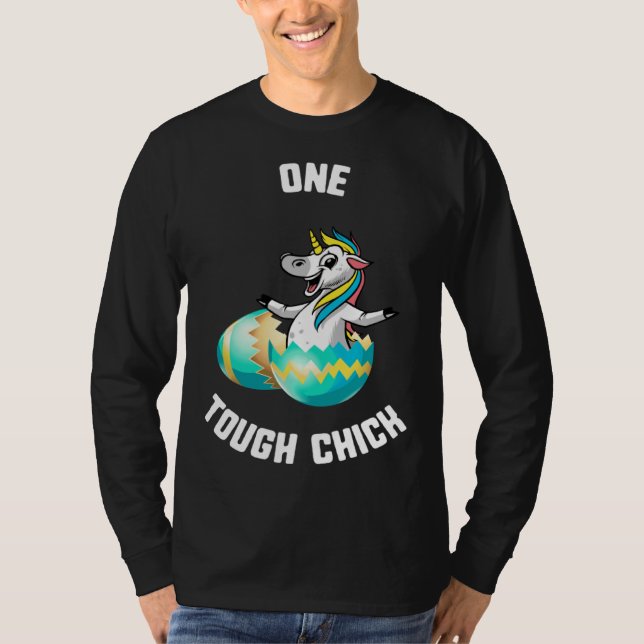 Easter One Tough Chick Unicorn Egg Kids T-Shirt (Vorderseite)