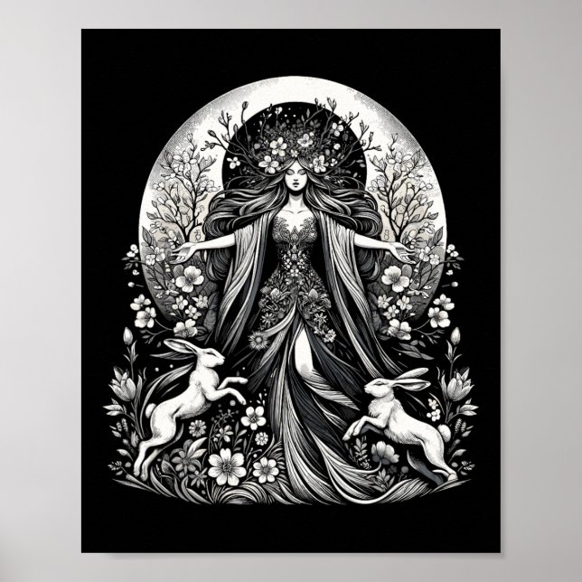 Easter Ostara Eostre Pagan Witchcraft Spring Moon  Poster (Vorne)