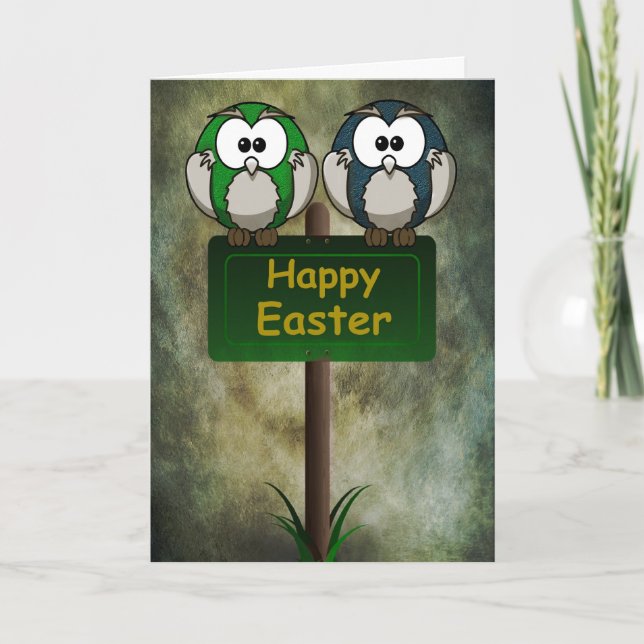 Easter Owls Card Feiertagskarte (Vorderseite)