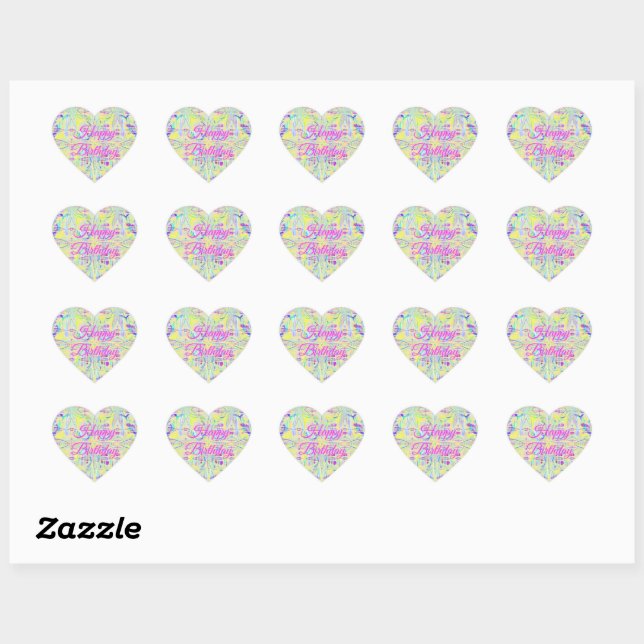 Easter Pastel Abstract Heart Stickers - Birthday (Blatt)