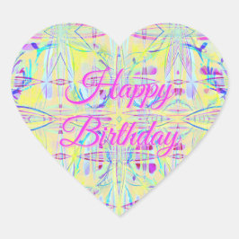 Easter Pastel Abstract Heart Stickers - Birthday