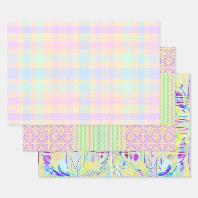 Easter Pastel Wrapping Paper - 3 Designs Geschenkpapier Set (Set)