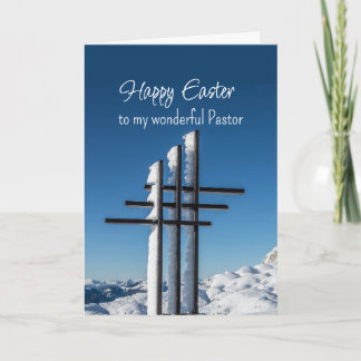 Easter Pastor Crosses on Snow Covered Hill Feiertagskarte