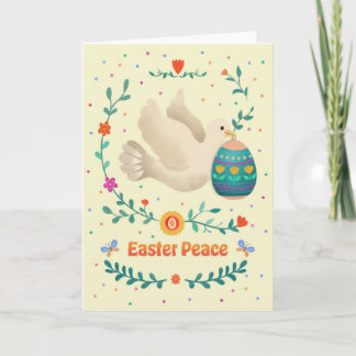 Easter Peace Watercolor Dove & Decorative Egg  Karte