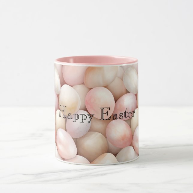 Easter Peach Pink Eggs Tasse (Zentrum)