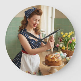 Easter Pin-Up Girl Vintage Retro Kitchen Wall Cloc Große Wanduhr
