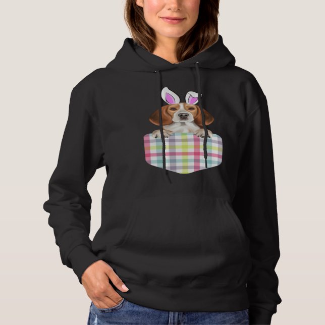 Easter Plaid Beagle Bunny Dog In Pocket Hoodie (Vorderseite)