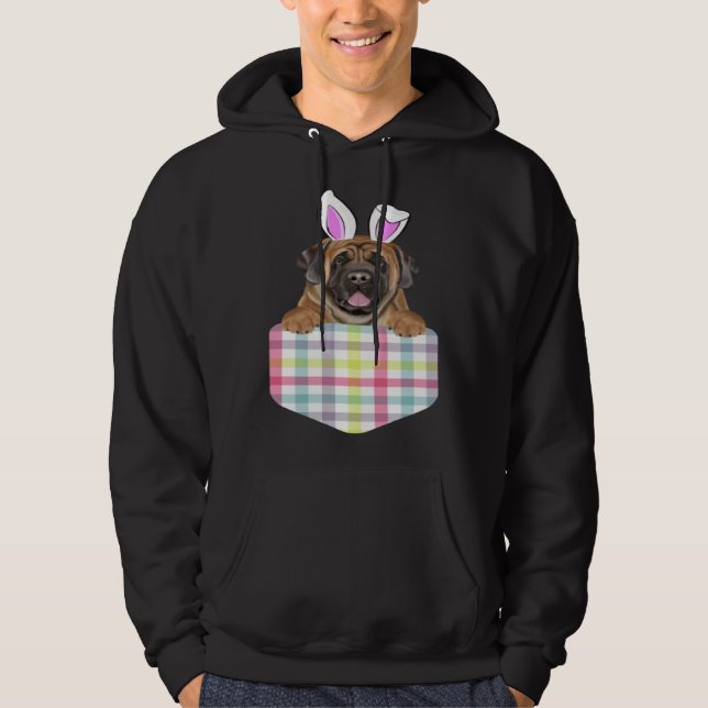 Easter Plaid Mastiff Bunny Dog In Pocket Hoodie (Vorderseite)