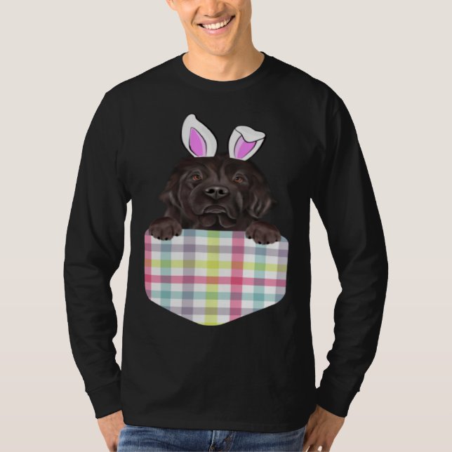 Easter Plaid Newfoundland Bunny Dog In Pocket T-Shirt (Vorderseite)