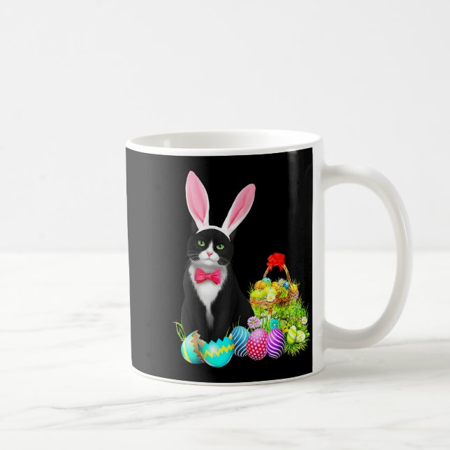 Easter Rabbit Cat Bunny Ears Eggs Happy Easter Day Kaffeetasse (Rechts)
