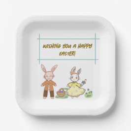 Easter rabbit in light colors.淡い色のうさぎペーパープレート pappteller
