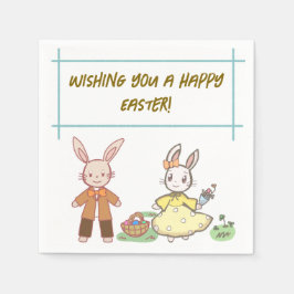Easter rabbit in light colors.淡い色のイースターラビット紙ナプキン serviette