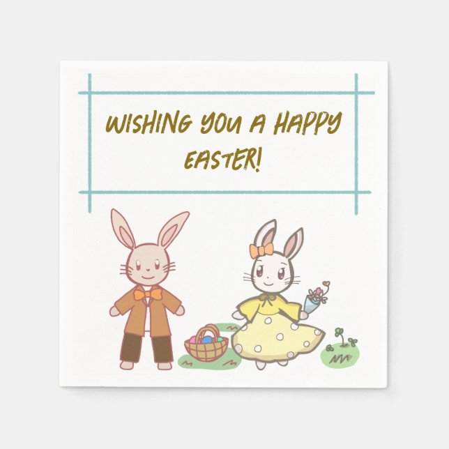 Easter rabbit in light colors.淡い色のイースターラビット紙ナプキン serviette (Vorderseite)