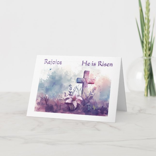 Easter Rejoice He Is Risen  Karte (Vorderseite)
