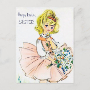 Easter retro vintage Sister postcard Feiertagspostkarte