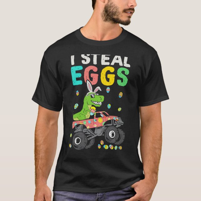 Easter Rex Dinosaur Monster Truck Eggasaurus Boys  T-Shirt (Vorderseite)