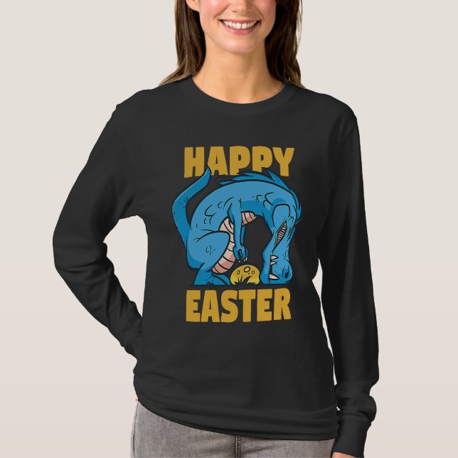 Easter Rex tries to pick up Eggs  Grumpy Animal T-Shirt (Vorderseite)