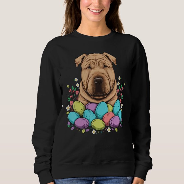 Easter Shar Pei Bunny Eggs Dog on Easter Shar Pei Sweatshirt (Vorderseite)