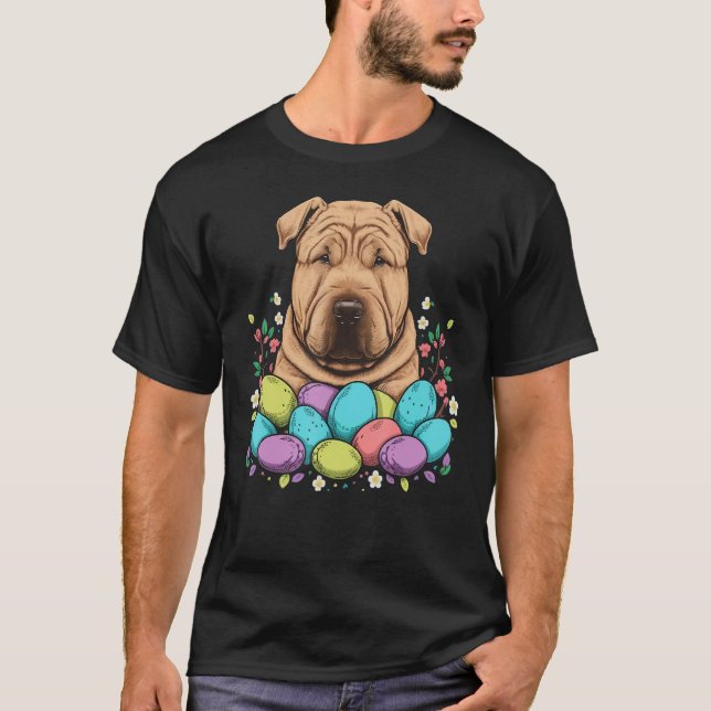 Easter Shar Pei Bunny Eggs Dog on Easter Shar Pei T-Shirt (Vorderseite)