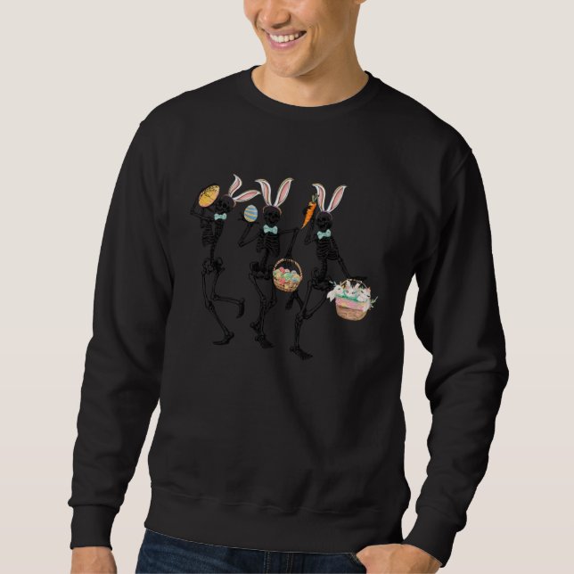 Easter Skeleton Bunny Ears Dancing Christian Easte Sweatshirt (Vorderseite)