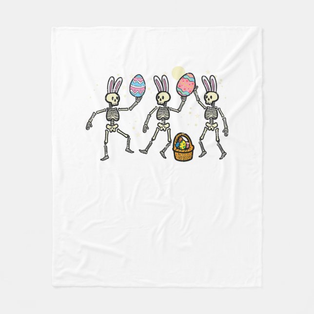 Easter Skeletons Dancing Eggs Funny Bones Men Wome Fleecedecke (Vorderseite)