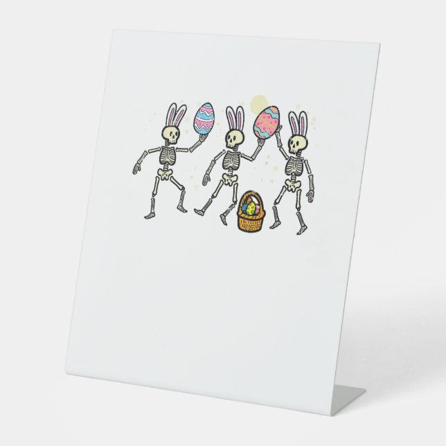 Easter Skeletons Dancing Eggs Funny Bones Men Wome Sockelschild (Vorderseite)
