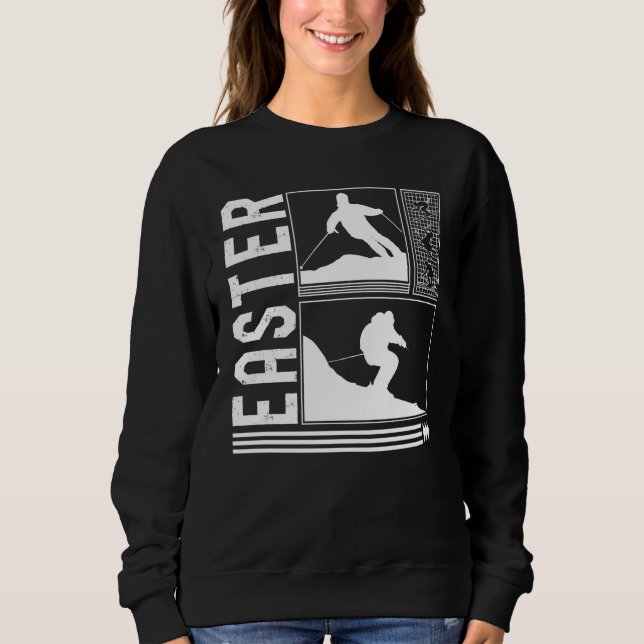 Easter Skiing Skier Winter Snowboard Snowboarder Sweatshirt (Vorderseite)