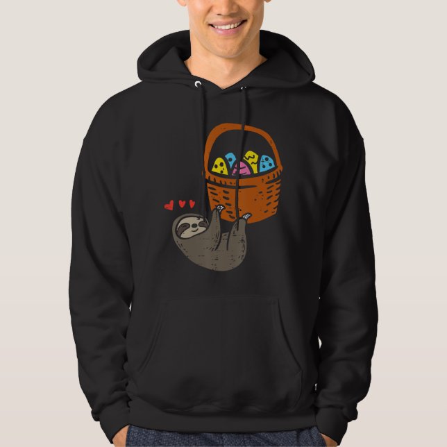 Easter Sloth Hanging Egg Basket Süße Tier Männer W Hoodie (Vorderseite)