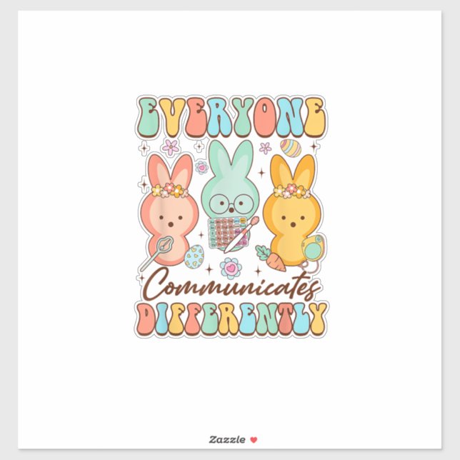 Easter Speech Therapy SLP Everyone Communicates Di Aufkleber (Blatt)