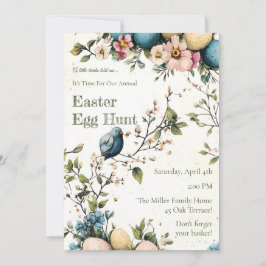 Easter Spring Birds Pastel Eggs Watercolor Floral Einladung